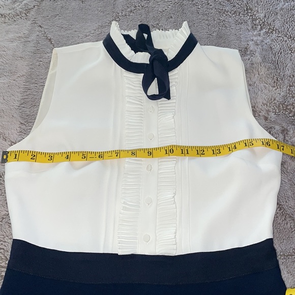 CeCe, NEW Condition, Navy Ruffle Color Block, Tie Neck - Picture 8 of 9